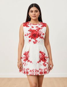 Red & White Sleeveless Dress