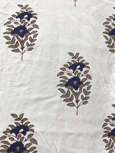 White Kurta Set with Blue Floral Print