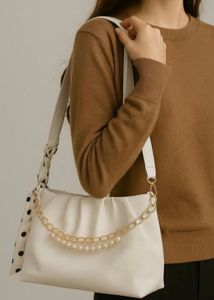 Chic Ruched Clutch with Pearl Handle