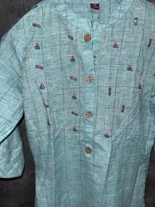 Light Blue Checkered Kurta