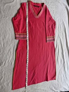 Product Title: Rani Pink Pure Cotton Dailywear Kur