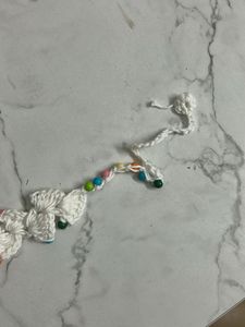 Boho White Crochet Choker with Beads