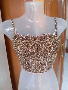 Leopard Print Cami Top with Pink Trim