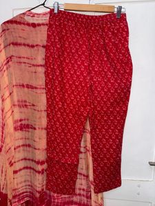 Red Floral Anarkali with Dupatta