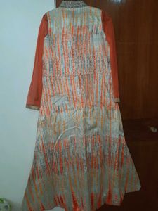 Orange Tie-Dye Kurta Set and  golden shrug