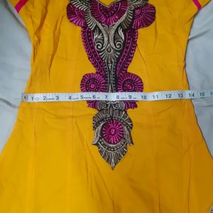 Tailor Made Gold Ethnic Embroidery Anarkali Kurti