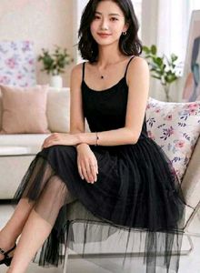 Black Tulle Skirt with Polka Dots