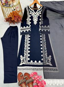 Embroidered Navy Blue Kurta Set💙