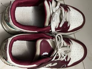 Chunky Maroon &amp; White Casual Sneakers
