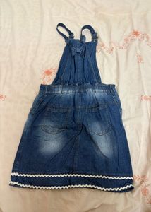 Cute Denim Pinafore Dress with Bow