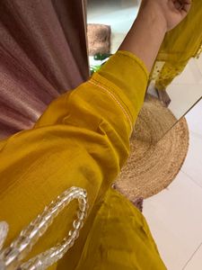 Elegant Yellow mustard Kurta Set with Dupatta