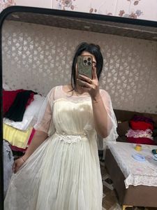 Elegant Cream yellow Tulle Dress🌻🎀🦋