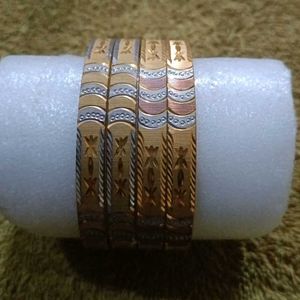 Set of 4 Gold & Silver Bangles Size 2.6