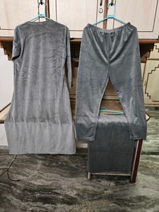 Grey Velvet Kurta Pant Set,and stall