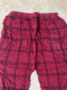 Maroon Checked Palazzo Pants