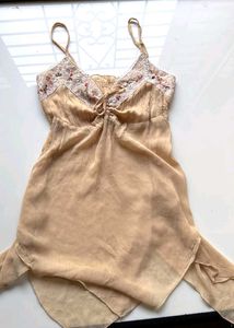 Sheer jet Lace Trim Cami Top