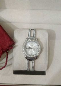 Elegant Silver Tone Rhinestone Watch