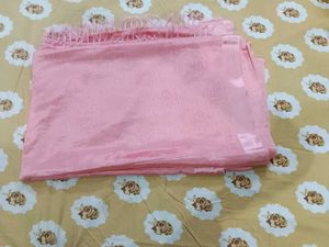 Elegant Pink Dupatta with Delicate Fringe