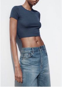 zara steel blue top