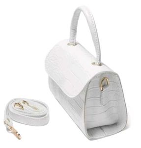 Stylish White Croco Texture Handbag