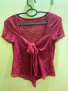 Chic Red Tie-Front Top