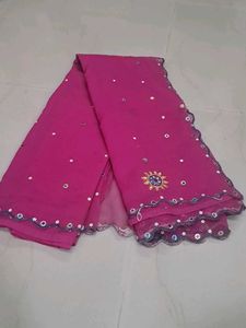 New Beautiful Pink Embellished Saree