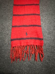 Red &amp; Navy Striped Scarf