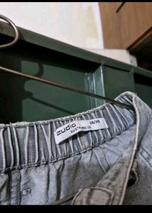 Grey Acid Wash Wide Leg Cargo Pants