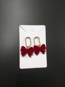 Red Velvet Bow Earrings