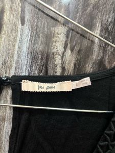 Black Embroidered Flutter Sleeve Top