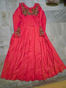 Elegant Pink Embroidered Gown