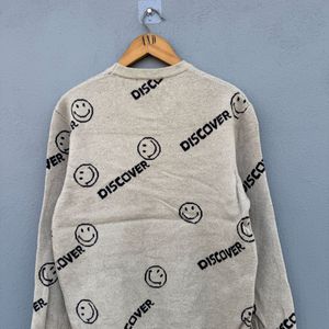 Smiley Face Discover Print Sweater