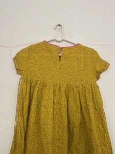 Yellow Printed Cotton Kurta