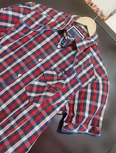 Red🔴 &amp; Navy Blue Check Printed Shirt For 38 Chest