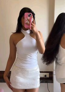 Stylish White Halter Neck Top