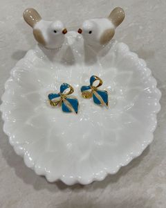 Cute Blue Bow Earrings 🎀