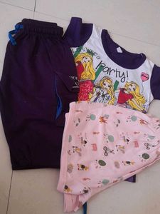like New Cute Girls Pajama Set एक शर्ट दो शॉट