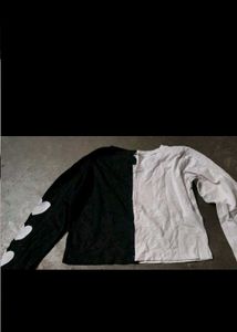 Black &amp; White Heart Crop Top