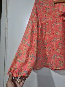Floral Tie-Neck Blouse
