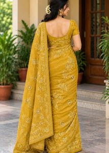 Embroidered Yellow Saree BRAND NEW