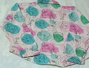 Abstract Face Print Button-Up Shirt