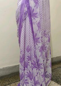 Purple Floral Print Saree