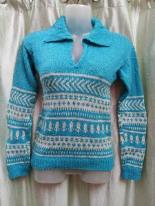 Stylish Blue Knit Sweater