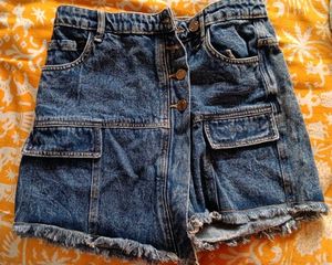 Blue Denim Cargo Skorts