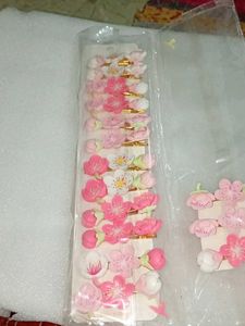 Cute Pink Flower Hair Clips Set pack of 12