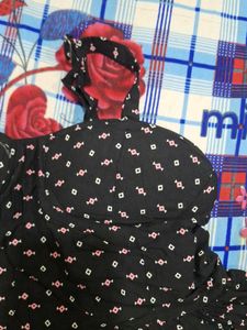 Black Floral Print Sundress