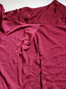 Maroon V-Neck Casual Top
