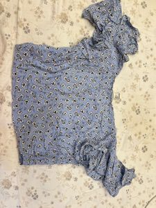 Blue Floral Top With frills