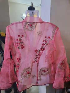 Embroidered Pink Kimono Jacket