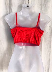 Satin Lace Trim Ruched Crop Top